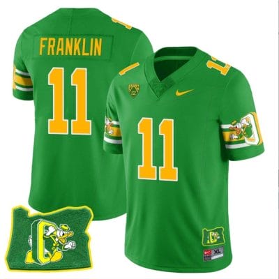 Troy Franklin Jersey #11 Oregon Ducks ‘Mighty Oregon’ Throwback Football Oregon State Green 10 Troy Franklin Jersey #11 Oregon Ducks ‘Mighty Oregon’ Throwback Football Oregon State Green