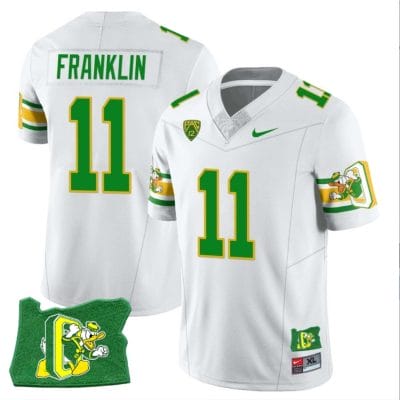 Troy Franklin Jersey #11 Oregon Ducks ‘Mighty Oregon’ Throwback Football Oregon State White