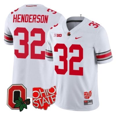 Treveyon Henderson Jersey #32 Ohio State Buckeyes College Football Stitched Logo Patch White
