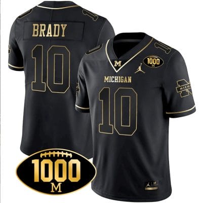 Tom Brady Jersey #10 Michigan Wolverines 1000 Wins Patch Football All Stitched Black Gold 8 Tom Brady Jersey #10 Michigan Wolverines 1000 Wins Patch Football All Stitched Black Gold