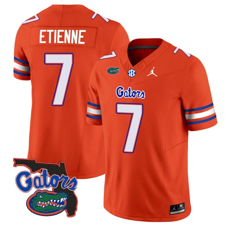 Trevor Etienne Jersey #7 Florida Gators Vapor Limited Florida Map College Football Orange 1 Trevor Etienne Jersey #7 Florida Gators Vapor Limited Florida Map College Football Orange