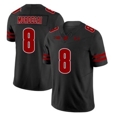 Tanner Mordecai Jersey #8 Wisconsin Badgers Vapor Limited College Football Black 8 Tanner Mordecai Jersey #8 Wisconsin Badgers Vapor Limited College Football Black