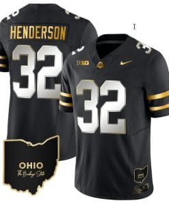 Treveyon Henderson Jersey #32 Ohio State Buckeyes College Football Stitched Vapor Limited Gold Ohio Patch Black Limited