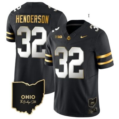 Treveyon Henderson Jersey #32 Ohio State Buckeyes College Football Stitched Vapor Limited Gold Ohio Patch Black Limited