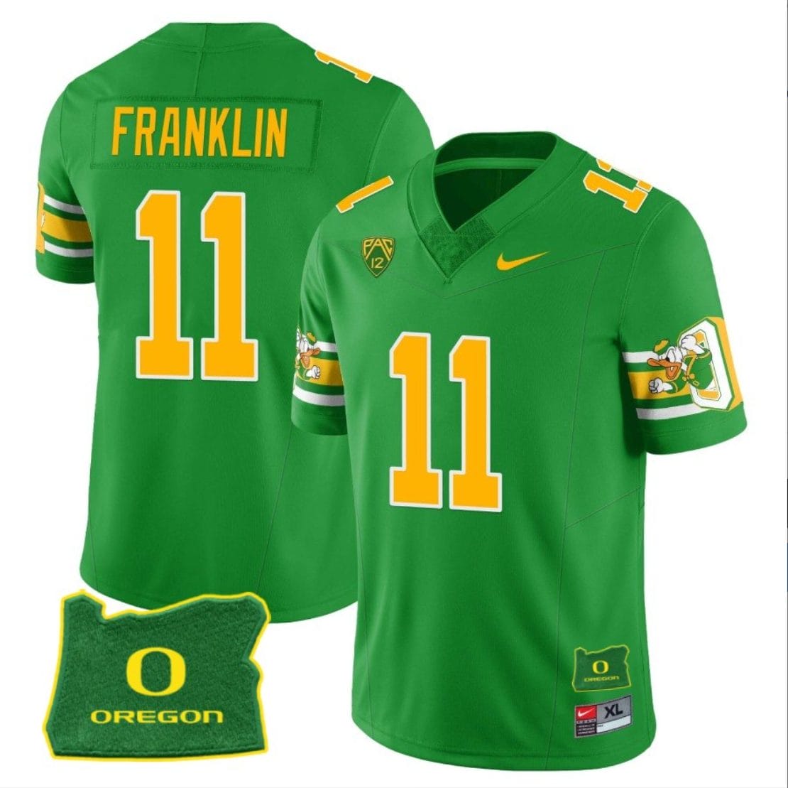 Troy Franklin Jersey #11 Oregon Ducks ‘Mighty Oregon’ Throwback Football Uniforms Oregon State Patch Green 1 Troy Franklin Jersey #11 Oregon Ducks ‘Mighty Oregon’ Throwback Football Uniforms Oregon State Patch Green
