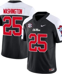 Trey Washington Jersey #25 Ole Miss Rebels Football Vapor Limited All Stitched Black Alternate