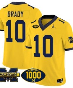 Tom Brady Jersey #10 Michigan Wolverines 1000 Wins Patch Vapor Limited Football Maize