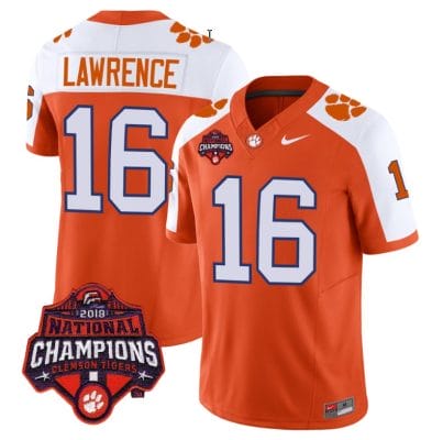 Trevor Lawrence Jersey #16 Clemson Tigers Vapor Limited Champions Patch College Football Stitched Alternate