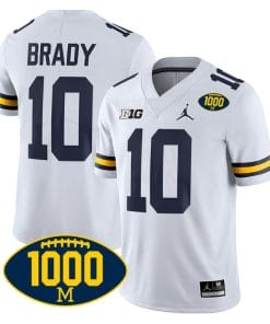 Tom Brady Jersey #10 Michigan Wolverines 1000 Wins Patch College Football White