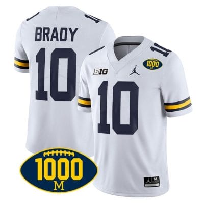 Tom Brady Jersey #10 Michigan Wolverines 1000 Wins Patch College Football White