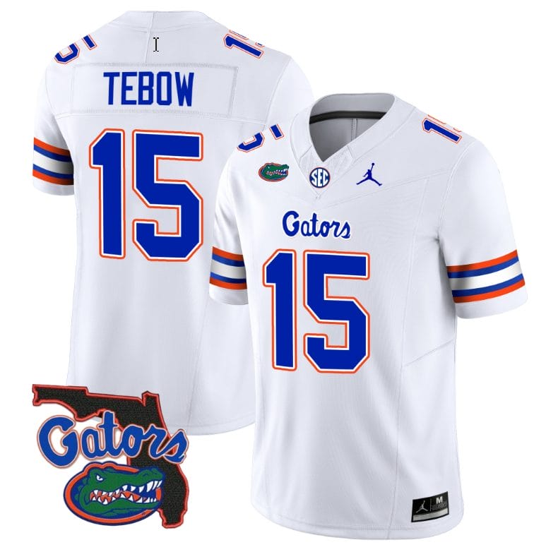 Tim Tebow Jersey #15 Florida Gators Vapor Limited Florida Map College Football White 1 Tim Tebow Jersey #15 Florida Gators Vapor Limited Florida Map College Football White