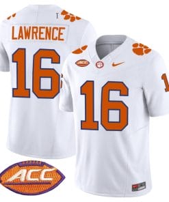 Trevor Lawrence Jersey #16 Clemson Tigers Vapor Limited Acc Patch College Football Stitched White