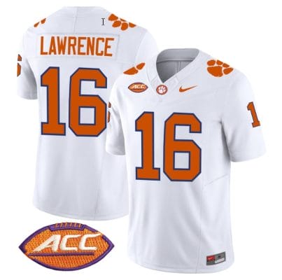 Trevor Lawrence Jersey #16 Clemson Tigers Vapor Limited Acc Patch College Football Stitched White 8 Trevor Lawrence Jersey #16 Clemson Tigers Vapor Limited Acc Patch College Football Stitched White
