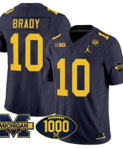 Tom Brady Jersey #10 Michigan Wolverines 1000 Wins Patch Vapor College Football Navy