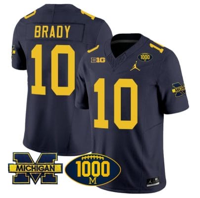 Tom Brady Jersey #10 Michigan Wolverines 1000 Wins Patch Vapor College Football Navy 8 Tom Brady Jersey #10 Michigan Wolverines 1000 Wins Patch Vapor College Football Navy
