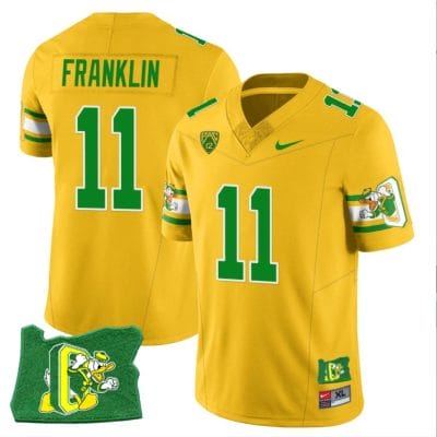 Troy Franklin Jersey #11 Oregon Ducks ‘Mighty Oregon’ Throwback Football Oregon State Yellow