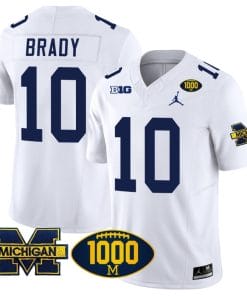 Tom Brady Jersey #10 Michigan Wolverines 1000 Wins Patch Vapor College Football White