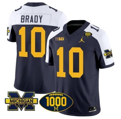 Tom Brady Jersey #10 Michigan Wolverines 1000 Wins Patch Vapor College Football Navy Alternate 8 Tom Brady Jersey #10 Michigan Wolverines 1000 Wins Patch Vapor College Football Navy Alternate