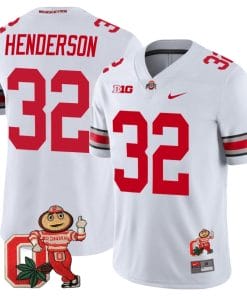 TreVeyon Henderson Jersey #32 Ohio State Buckeyes Mascot Patch College Football White
