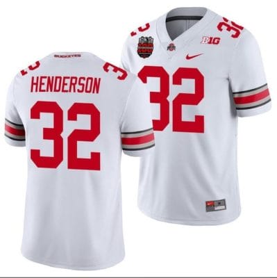 TreVeyon Henderson Jersey #32 Ohio State Buckeyes Ohio Stadium Patch College Football White