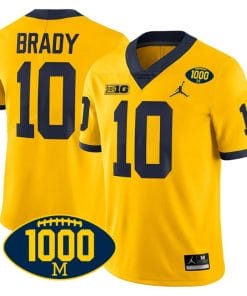 Tom Brady Jersey #10 Michigan Wolverines 1000 Wins Patch College Football Yellow