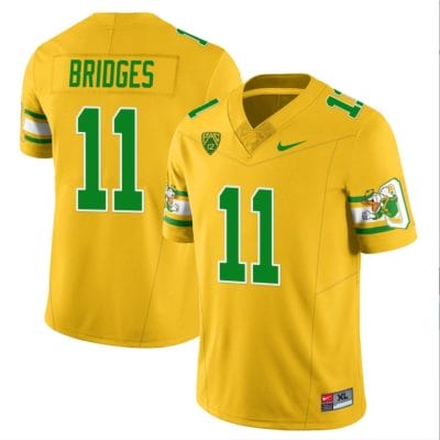 Trikweze Bridges Jersey #11 Oregon Ducks ‘Mighty Oregon’ Throwback Football Uniforms Yellow