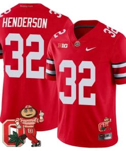 TreVeyon Henderson Jersey #32 Ohio State Buckeyes Mascot Patch College Football Scarlet