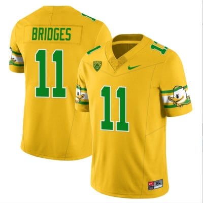 Trikweze Bridges Jersey #11 Oregon Ducks ‘Mighty Oregon’ Throwback College Football Uniforms Yellow
