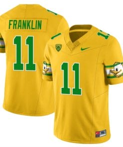 Troy Franklin Jersey #11 Oregon Ducks ‘Mighty Oregon’ Throwback College Football Uniforms Yellow