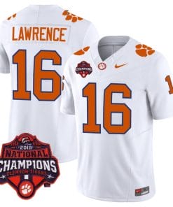 Trevor Lawrence Jersey #16 Clemson Tigers Vapor Limited Champions Patch College Football Stitched White