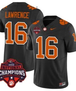 Trevor Lawrence Jersey #16 Clemson Tigers Vapor Limited Champions Patch College Football Stitched Black