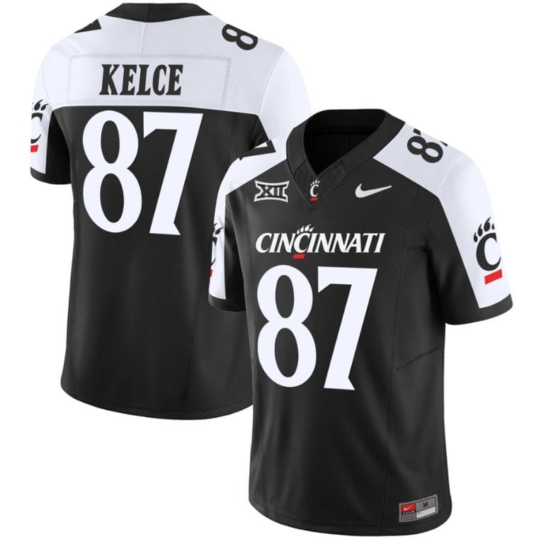 Travis Kelce Jersey #87 Cincinnati Bearcats Vapor Limited College Football All Stitched Black Alternate 1 Travis Kelce Jersey #87 Cincinnati Bearcats Vapor Limited College Football All Stitched Black Alternate