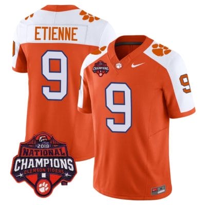 Travis Etienne Jersey #9 Clemson Tigers Vapor Limited Champions Patch College Football Stitched Alternate 8 Travis Etienne Jersey #9 Clemson Tigers Vapor Limited Champions Patch College Football Stitched Alternate