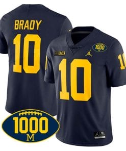 Tom Brady Jersey #10 Michigan Wolverines 1000 Wins Patch College Football Navy