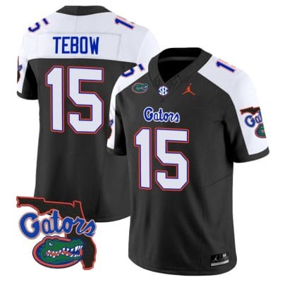 Tim Tebow Jersey #15 Florida Gators Vapor Limited Florida Map College Football Black Alternate