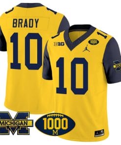 Tom Brady Jersey #10 Michigan Wolverines 1000 Wins Patch Vapor College Football Navy Sleeves