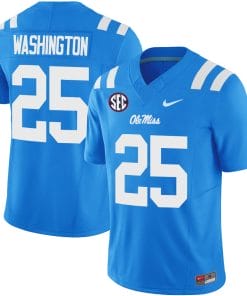 Trey Washington Jersey #25 Ole Miss Rebels Football Vapor Limited All Stitched Powder Blue