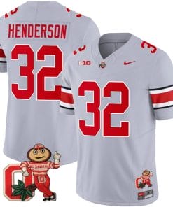 TreVeyon Henderson Jersey #32 Ohio State Buckeyes Mascot Patch College Football Gray