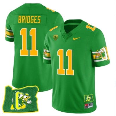Trikweze Bridges Jersey #11 Oregon Ducks ‘Mighty Oregon’ Throwback Football Oregon State Green