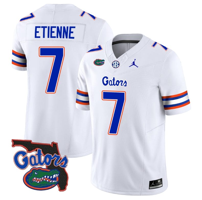 Trevor Etienne Jersey #7 Florida Gators Vapor Limited Florida Map College Football White 1 Trevor Etienne Jersey #7 Florida Gators Vapor Limited Florida Map College Football White