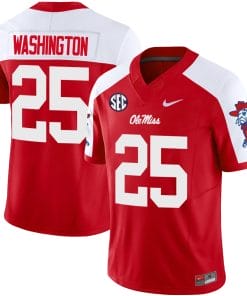 Trey Washington Jersey #25 Ole Miss Rebels Football Vapor Limited All Stitched Red Alternate