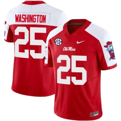 Trey Washington Jersey #25 Ole Miss Rebels Football Vapor Limited All Stitched Red Alternate 10 Trey Washington Jersey #25 Ole Miss Rebels Football Vapor Limited All Stitched Red Alternate