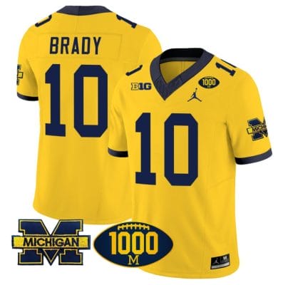 Tom Brady Jersey #10 Michigan Wolverines 1000 Wins Patch Vapor College Football Maize