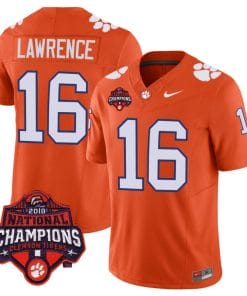 Trevor Lawrence Jersey #16 Clemson Tigers Vapor Limited Champions Patch College Football Stitched Orange