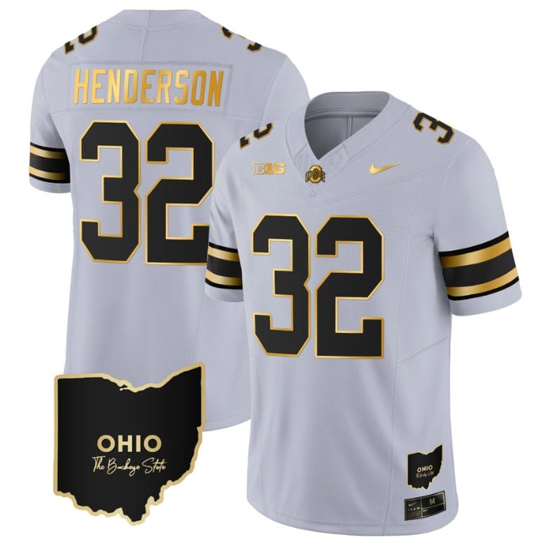 Treveyon Henderson Jersey #32 Ohio State Buckeyes College Football Stitched Vapor Limited Gold Ohio Patch Gray Gold 1 Treveyon Henderson Jersey #32 Ohio State Buckeyes College Football Stitched Vapor Limited Gold Ohio Patch Gray Gold