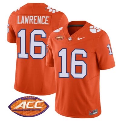 Trevor Lawrence Jersey #16 Clemson Tigers Vapor Limited Acc Patch College Football Stitched Orange