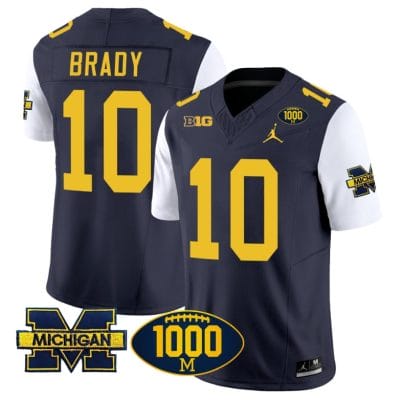 Tom Brady Jersey #10 Michigan Wolverines 1000 Wins Patch Vapor College Football White Sleeves