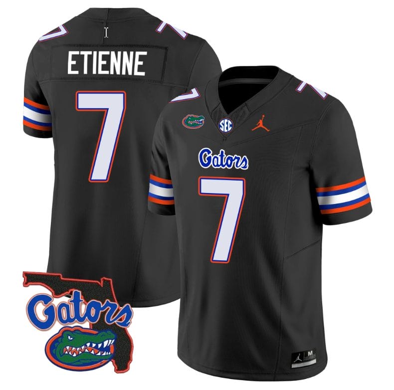 Trevor Etienne Jersey #7 Florida Gators Vapor Limited Florida Map College Football Black 1 Trevor Etienne Jersey #7 Florida Gators Vapor Limited Florida Map College Football Black