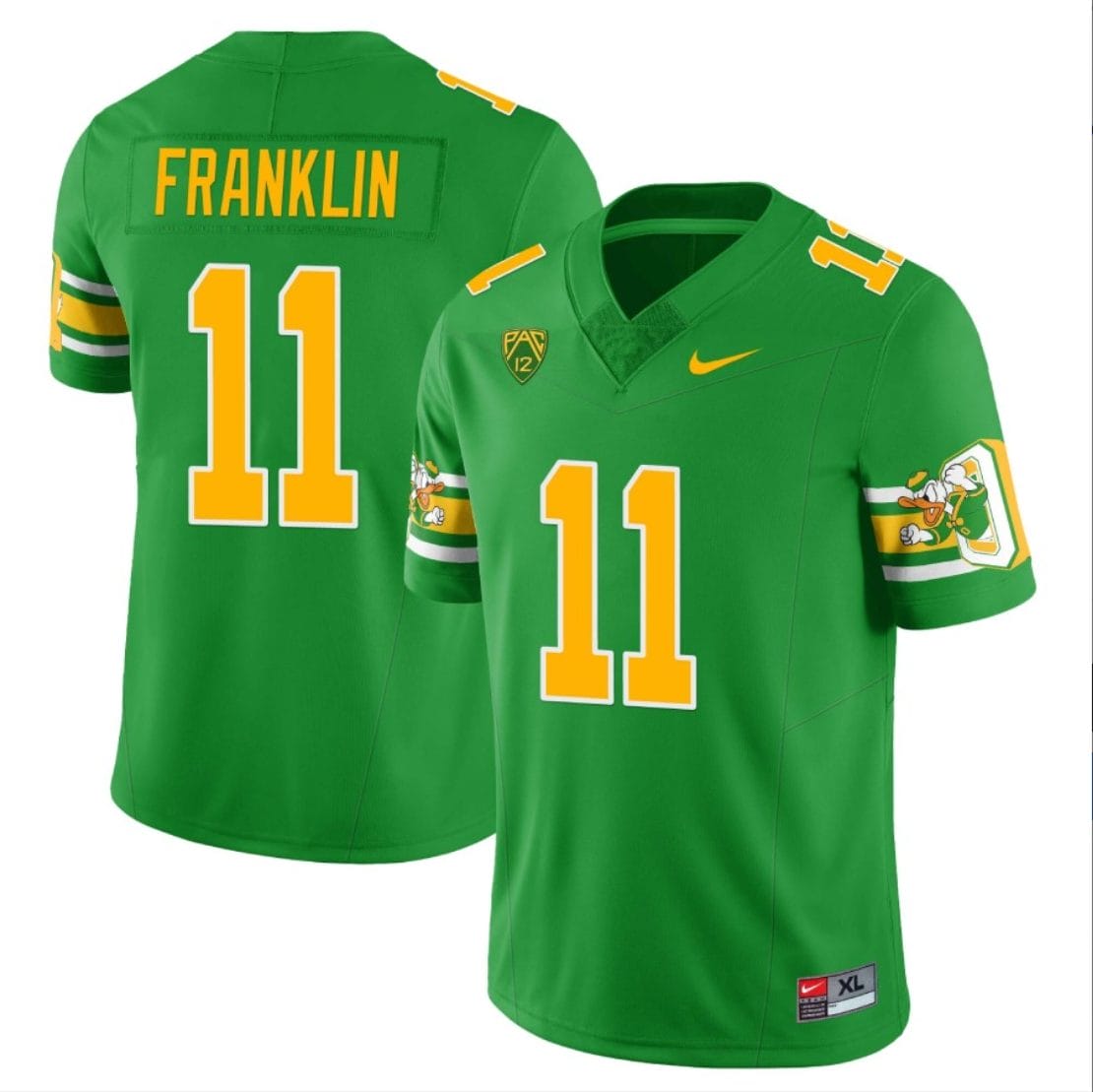 Troy Franklin Jersey #11 Oregon Ducks ‘Mighty Oregon’ Throwback Football Uniforms Green 1 Troy Franklin Jersey #11 Oregon Ducks ‘Mighty Oregon’ Throwback Football Uniforms Green