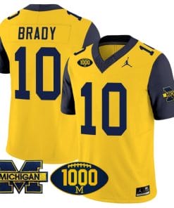 Tom Brady Jersey #10 Michigan Wolverines 1000 Wins Patch Vapor Limited Football Navy Sleeves